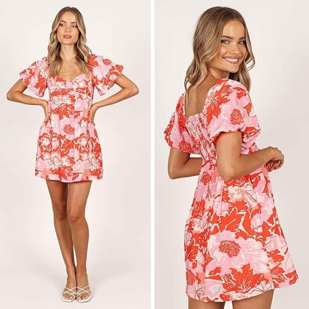 Petal & Pup Women's Pink Red Floral Maggie Mini Dress Size XL 23329